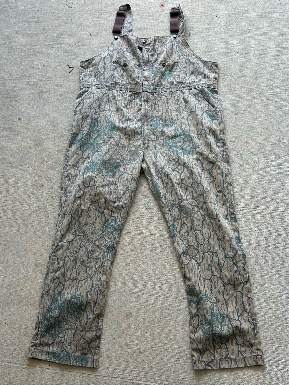 TrueBlend The Invisible Pine Camo Bib Overalls Mens 3XL Hunting Vintage 80s-90s